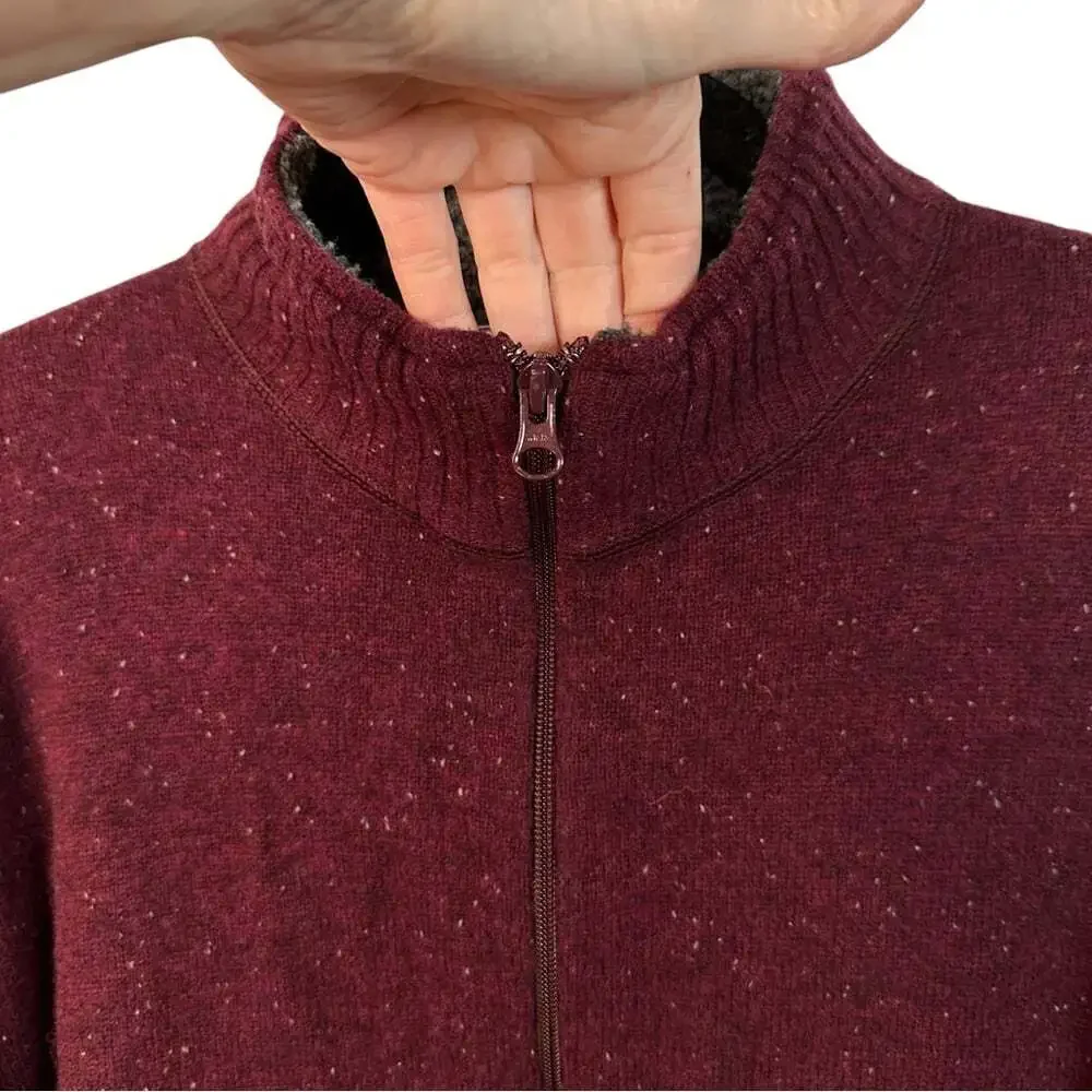 Woolrich Burgundy Speckled 1/4 Zip Pullover Sweater XL Cabincore Outdoor